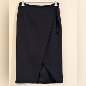 Classic Black Ring Side-Tie Pencil Skirt Size 6